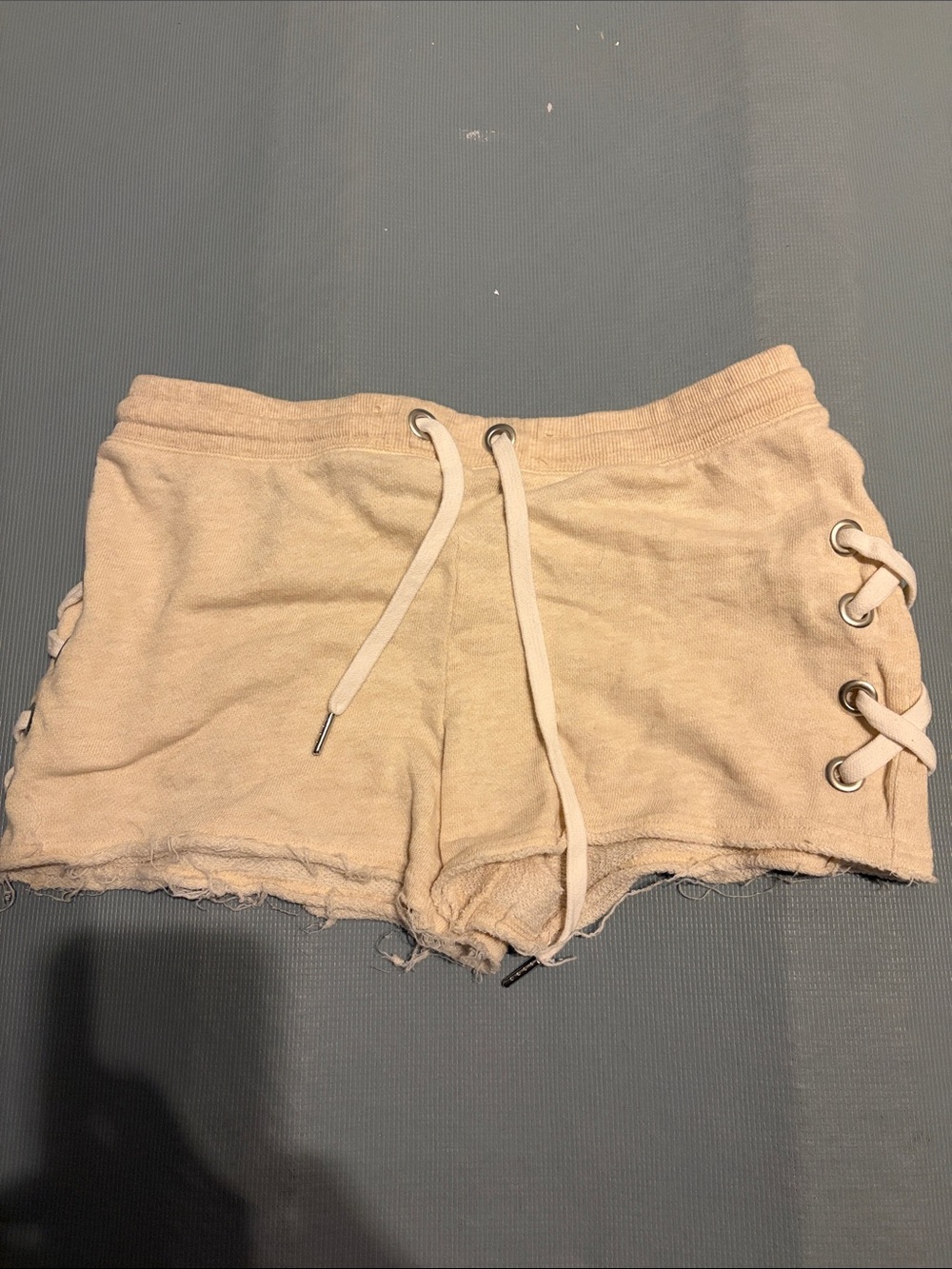 Derek Heart Tan Lace-Up Drawstring Athletic Shorts